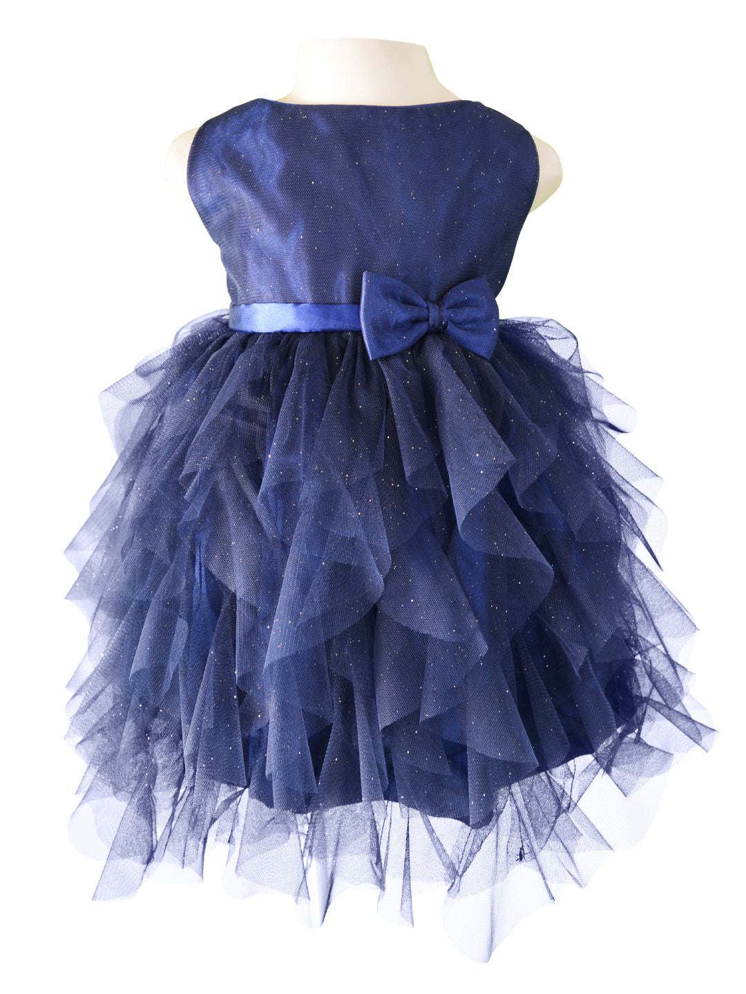 Girls Party Dress_Faye Navy Shimmer Dress