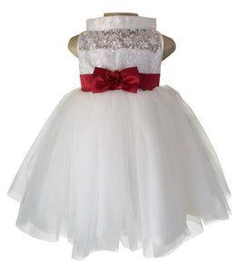 Party Dress for kids_Faye Offwhite Embroidered Dress