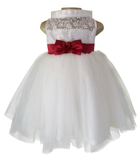 Party Dress for kids_Faye Offwhite Embroidered Dress