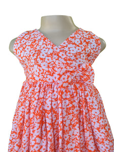 Faye Orange Floral Dress for kid girls