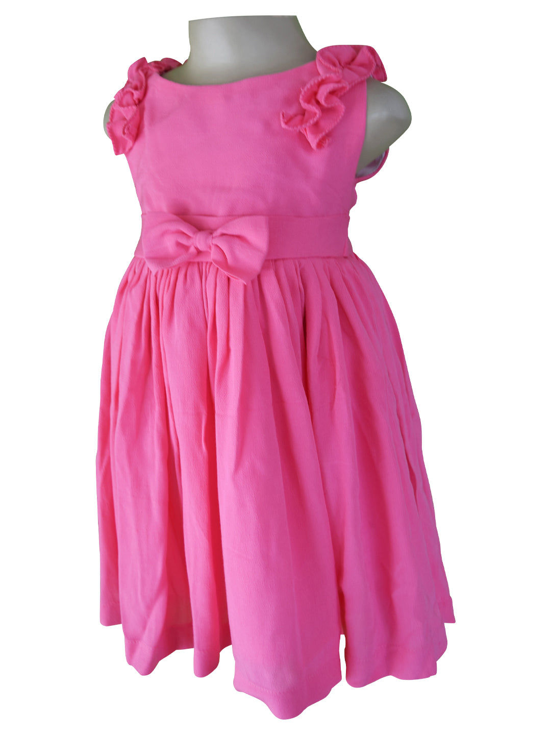 kids frocks_Faye Pink Shoulder Ruffle Dress