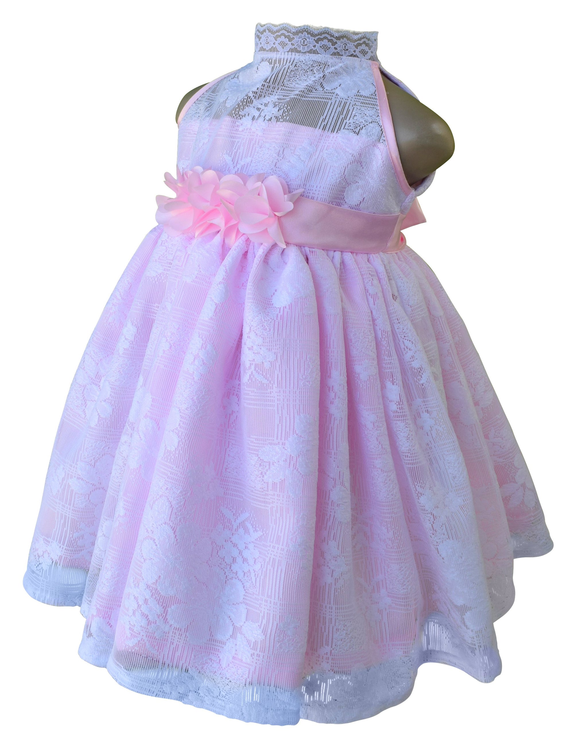 Baby girl Dress_Faye Pink & White Lace Dress