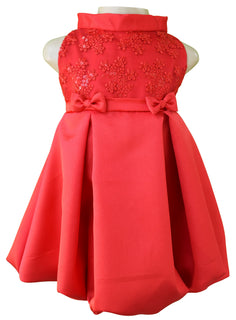 Faye Red Pleated Designer Dress for girls