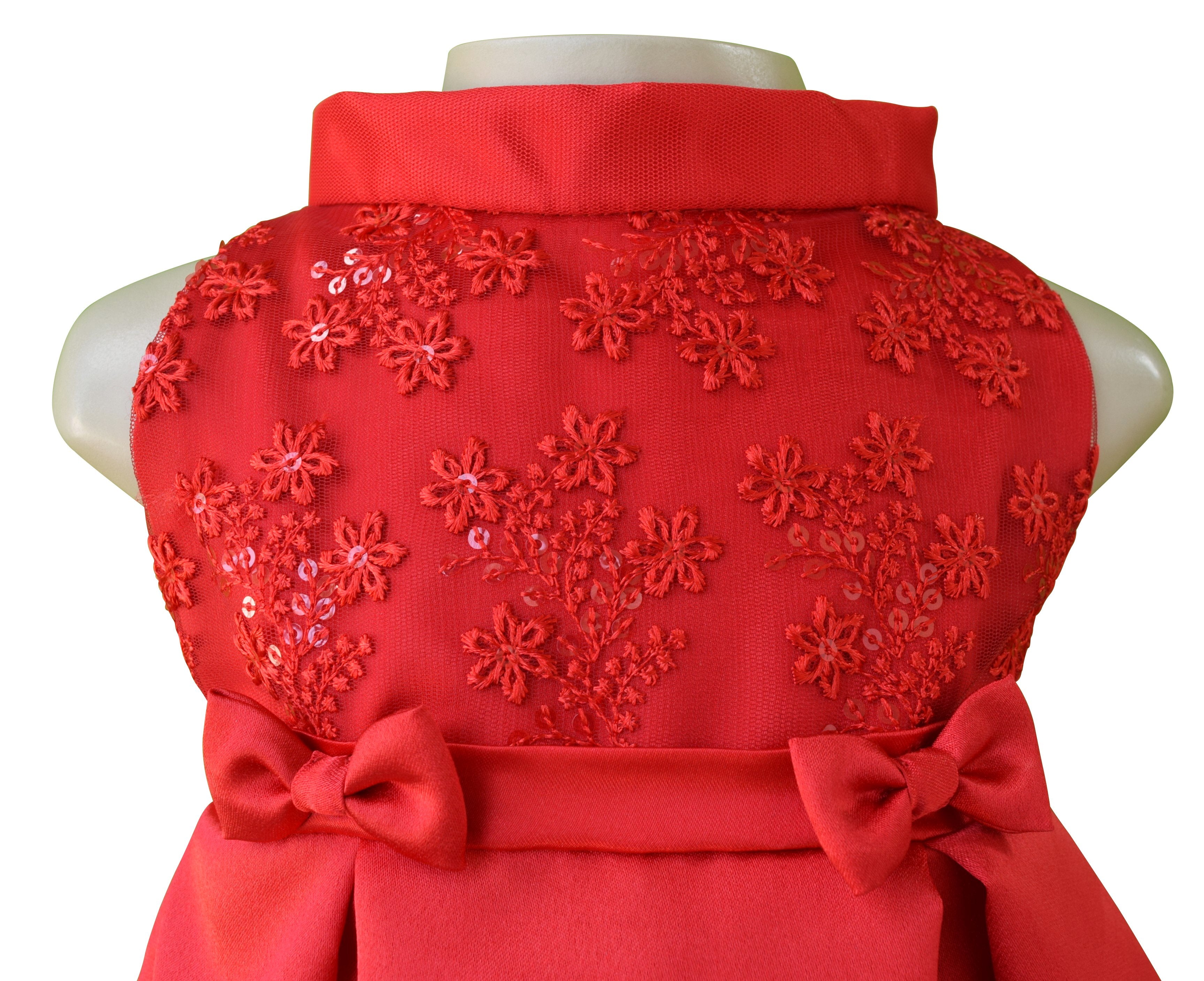 Red Pleated Dress for baby girls