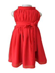 Girls Dress_Faye Red Georgette Highneck Dress