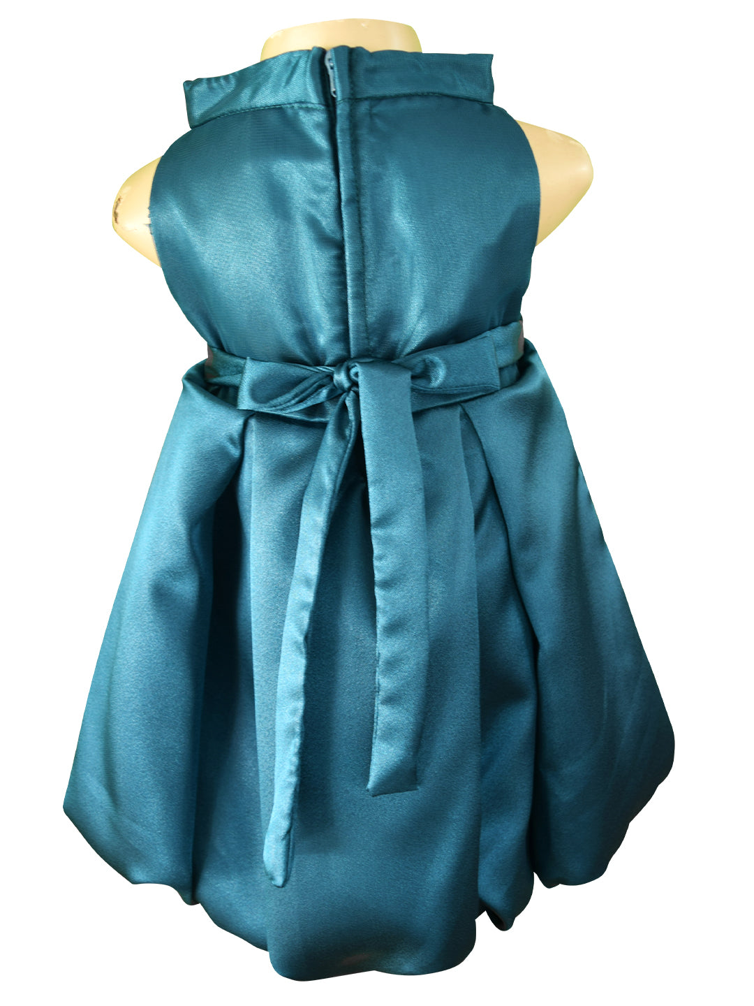 Teal Embroidered Pleated Dress 