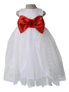 White Embroidered Gown with red bow_faye