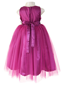 Wine Embroidered Tie Gown for girls