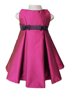 Dress for Kids_Faye Wine Satin Pleated Dress