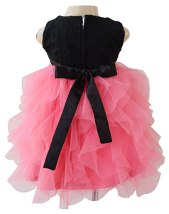 Girls Party Dress_Faye Black Lace Waterfall Dress