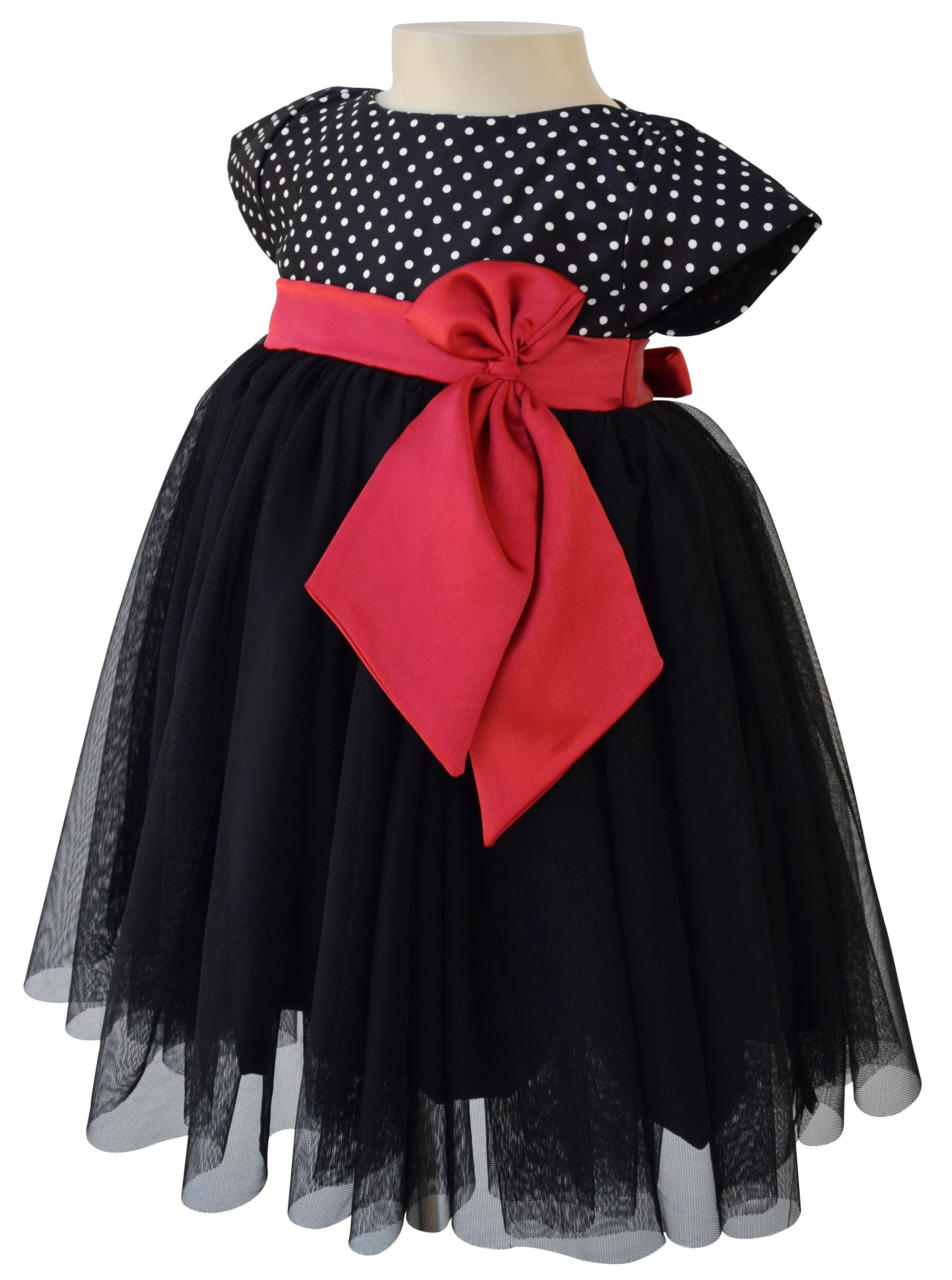 Party Dress for Girls_Faye Black Polka Party Dress