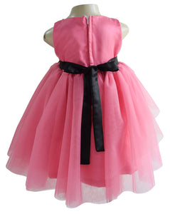 party dress for girls in Black & Onion Pink Layered lace & net 