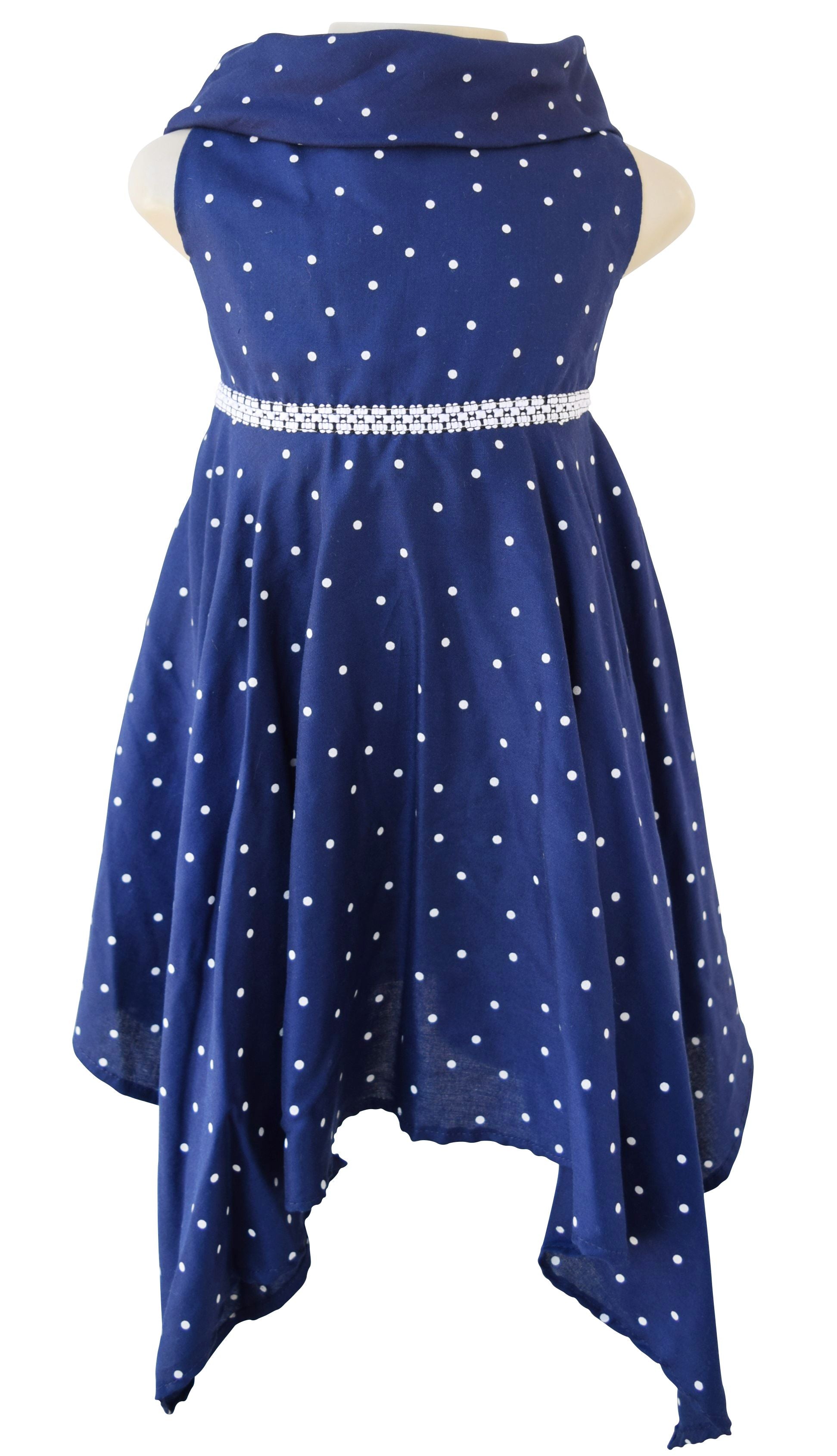 Polka Dress for Kids_Faye Blue Viscose Dress