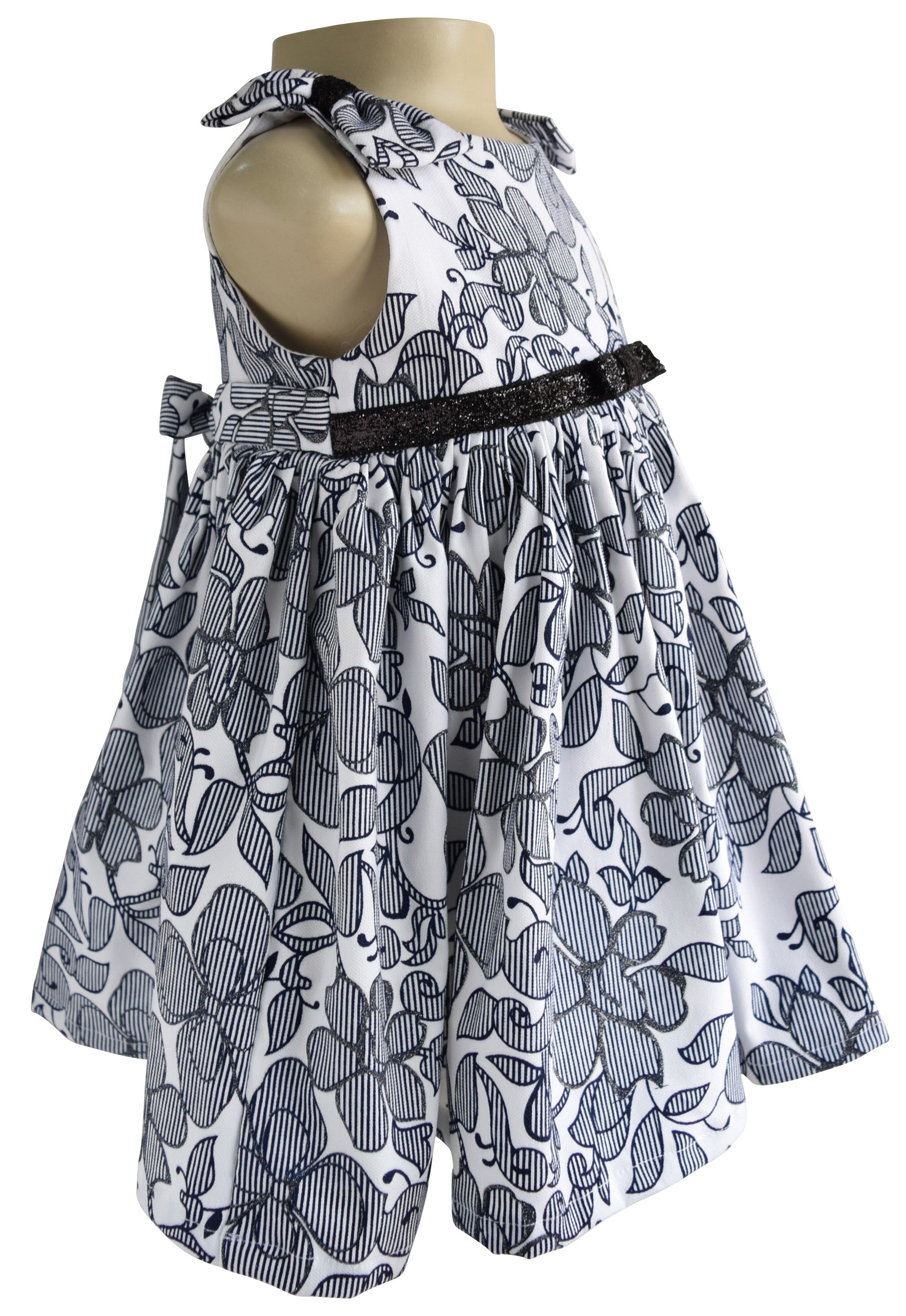 Faye Blue & White Shimmer Dress for Kids