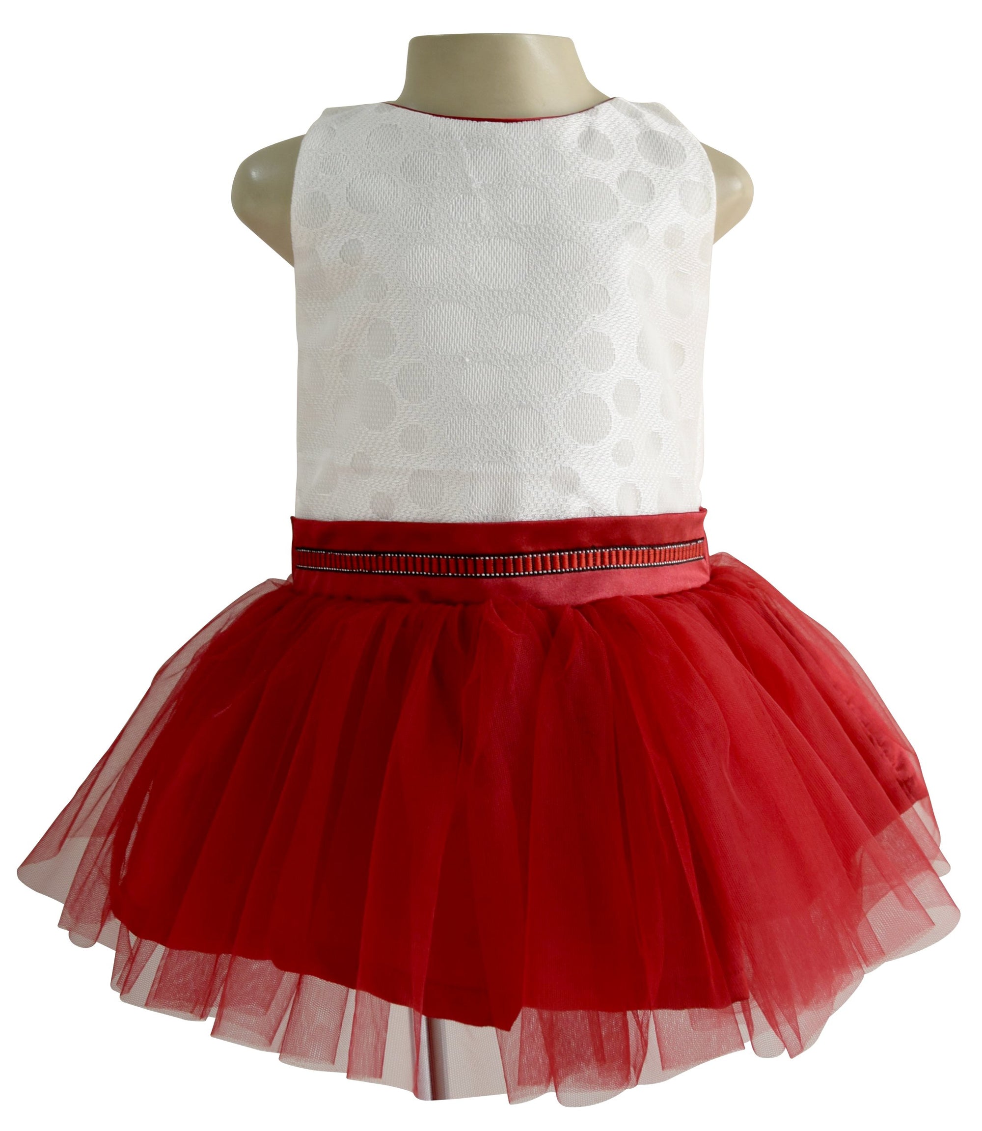 Tutu Dress for Kids in Ivory & Maroon colour_faye
