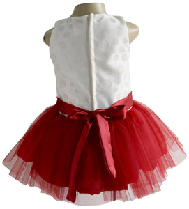 Tutu Party Dress for Kids in Ivory & Maroon colour_faye
