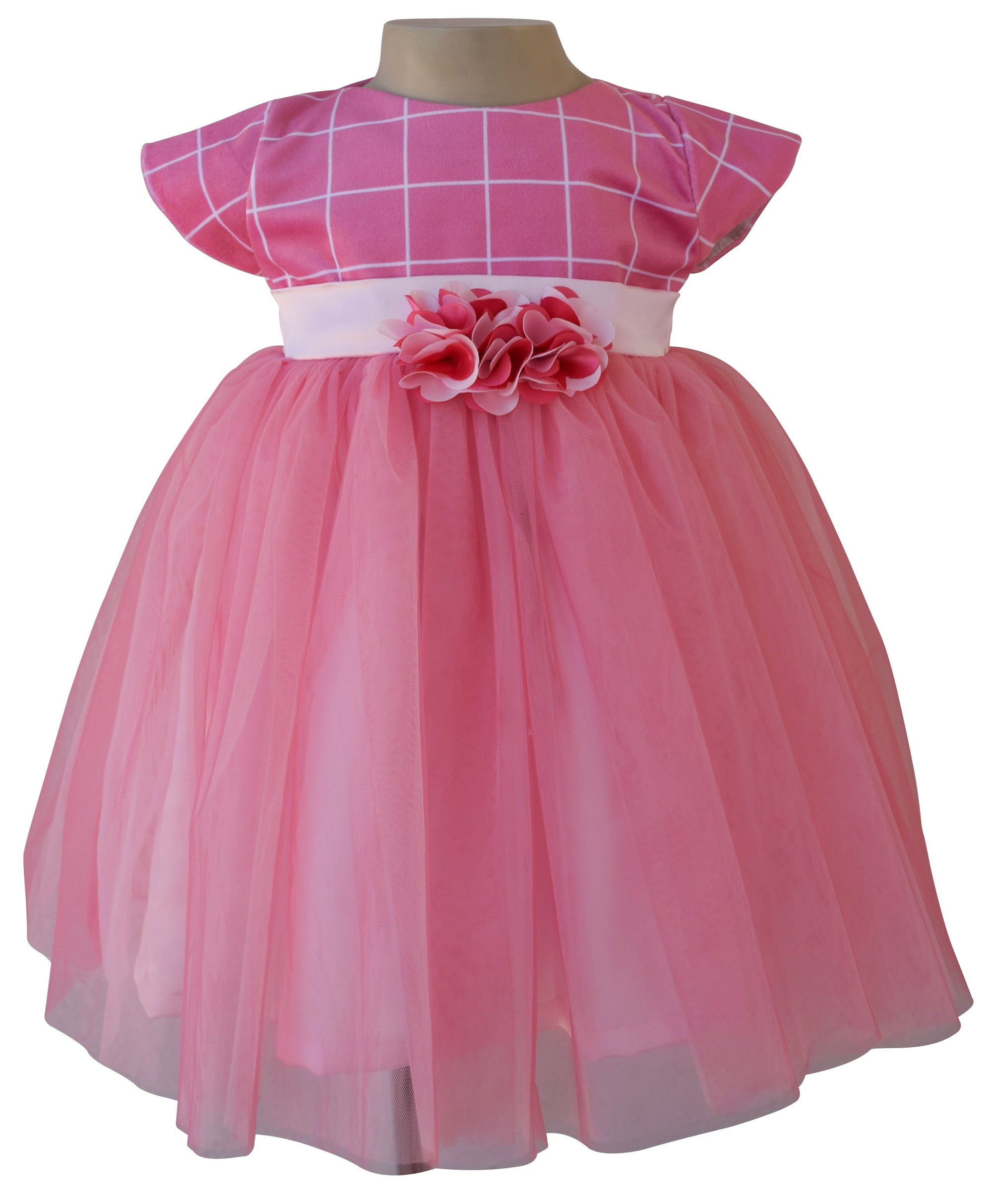 Baby Dress_Onion Pink Checks Party Dress