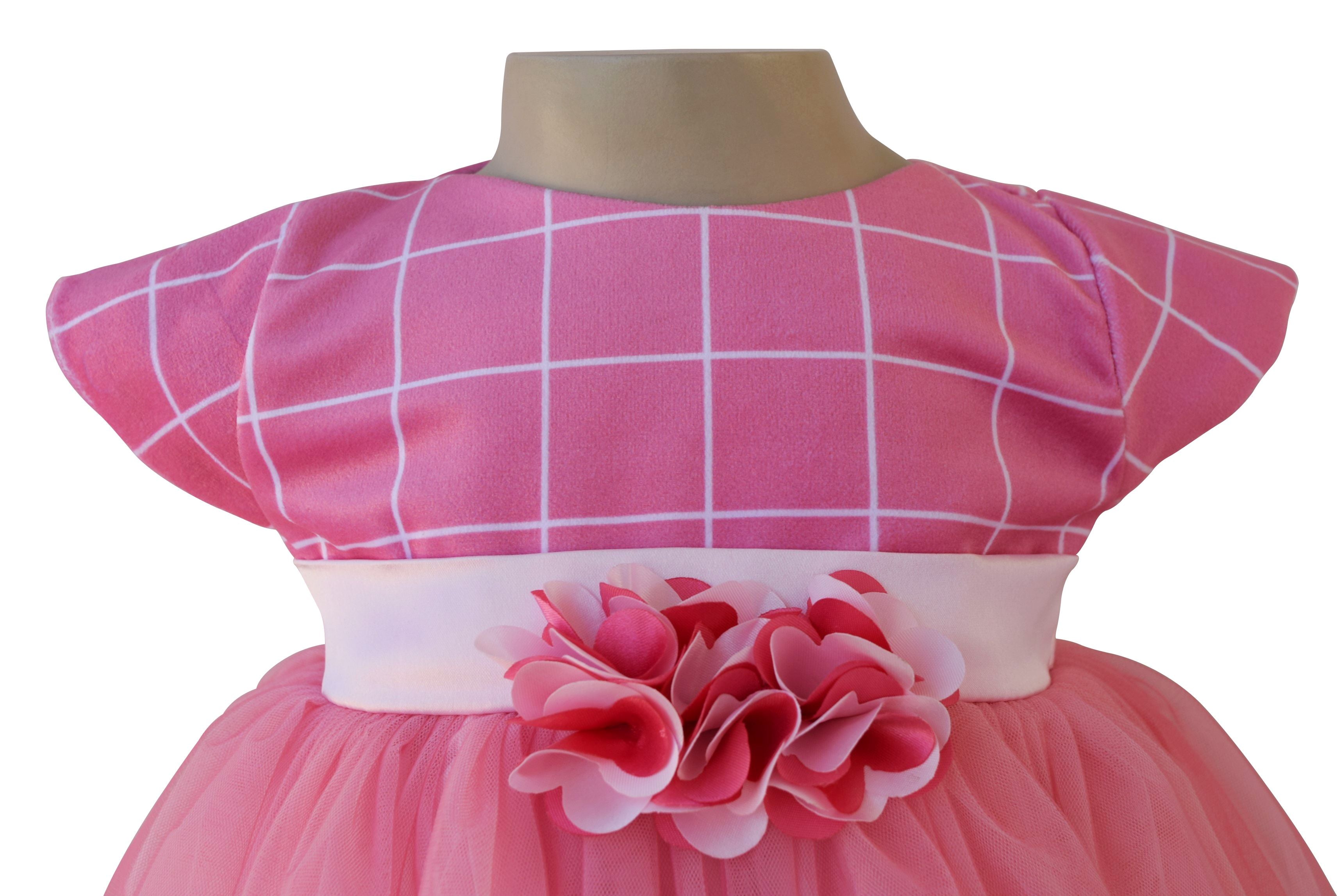 Onion Pink Checks Party Dress_Faye