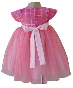Onion Pink Checks Party Dress