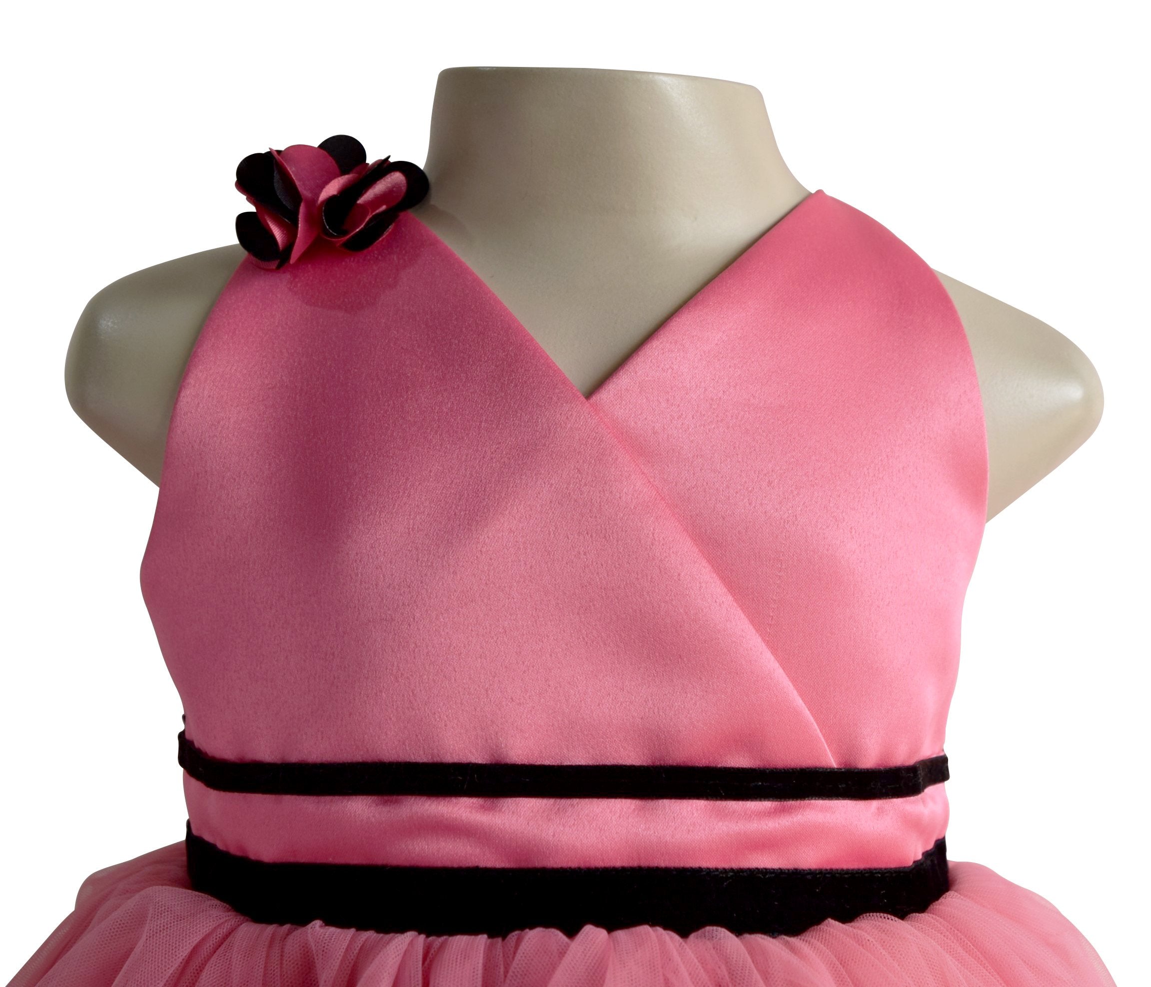 Onion Pink Ribbon Gown for Girls