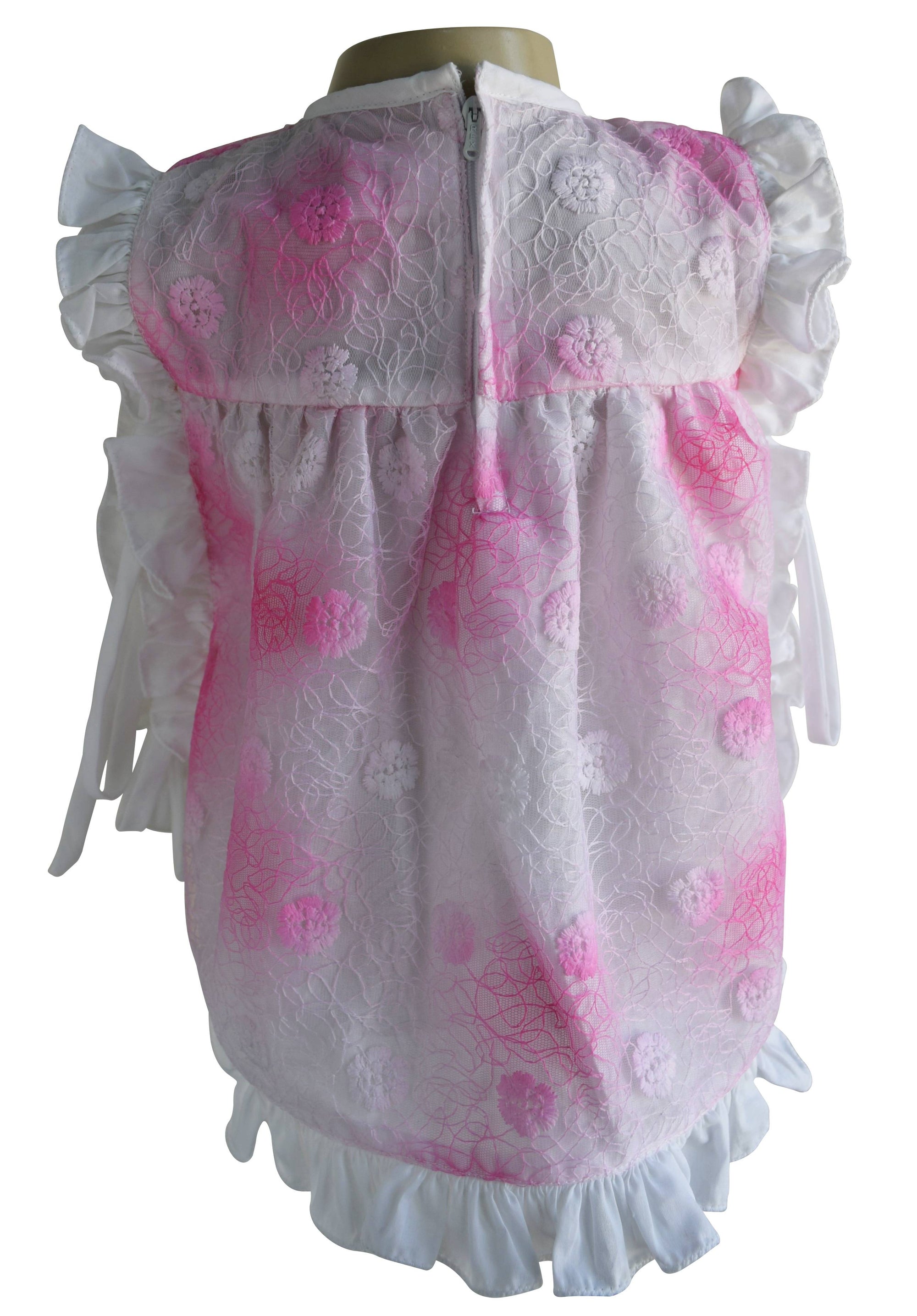 Faye Pink & White Lace Baby Dress