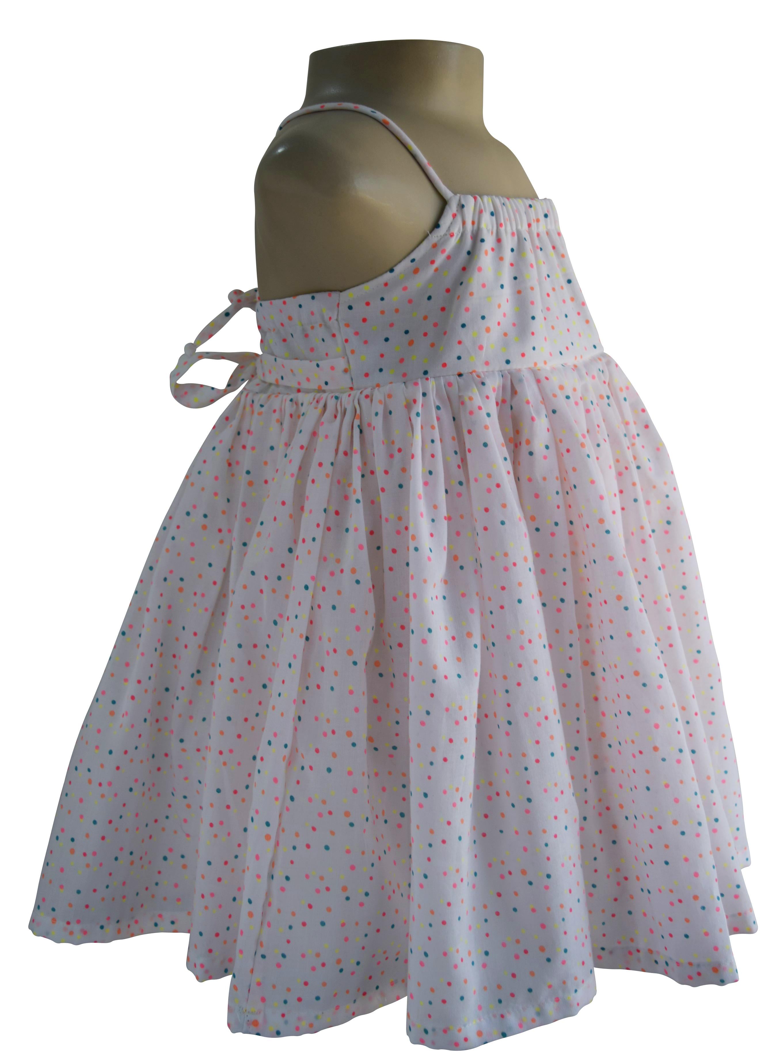 Multi dot Cotton Strappy Dress for kids