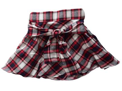 Red & White checks Skirt for Girls