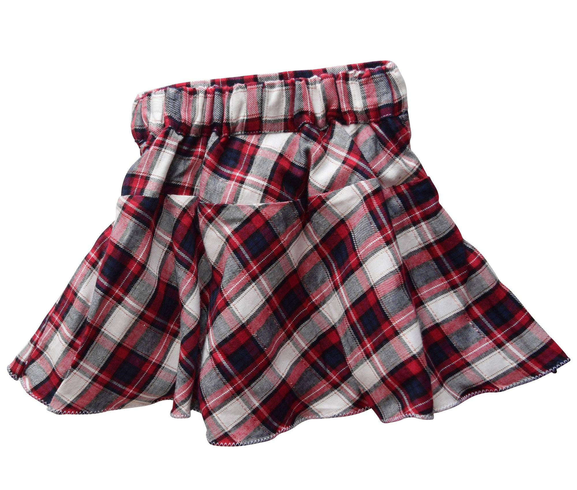 Red & White checks Skirt for Kids