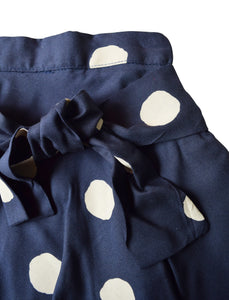 Blue Sapphire Skirt with Ivory polka print