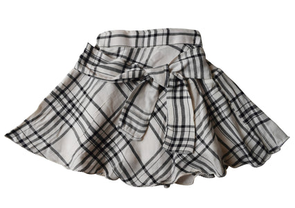 Faye Black & Ivory Kids Skirt with Checks print