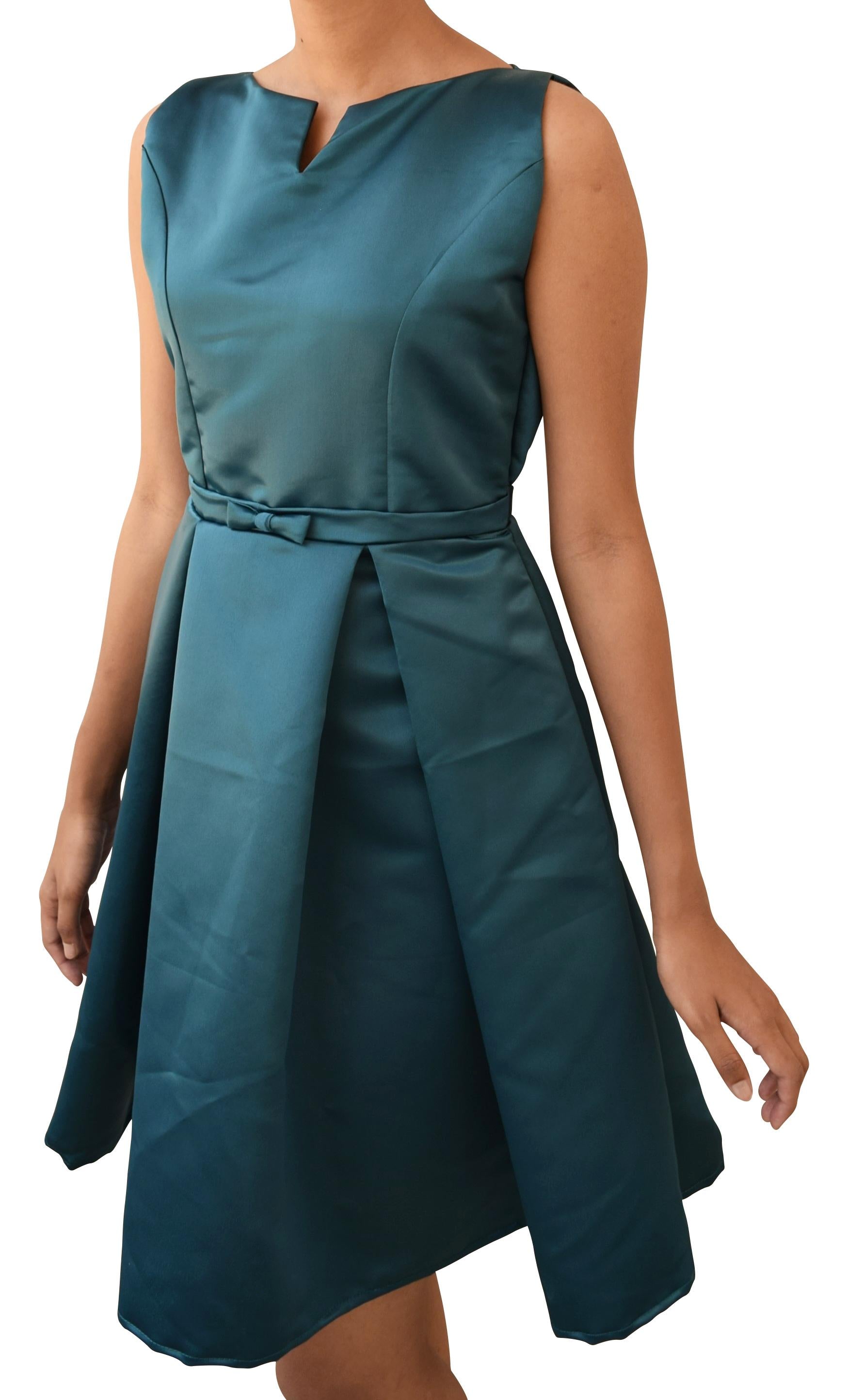 Teal Green Pleated Dress for Teen Girls