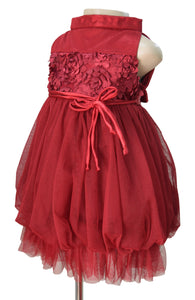 Faye Maroon Rosette Party Dress