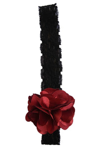 Maroon flower on Black Lace hair bands for girls