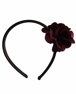 Plum flower on Black Satin Hair Band for Kids
