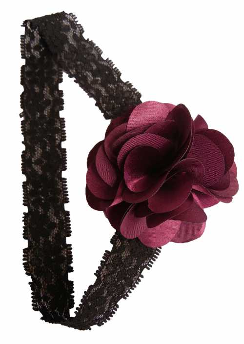 Plum flower on Black Lace Hair Band for Kids