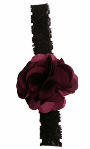 Plum flower on Black Lace hair bands for girls