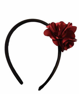 Maroon flower on Black Satin hair bands for girls