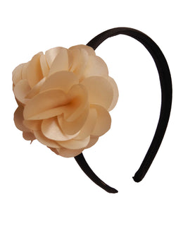 Gold flower on Black Satin hair bands for girls