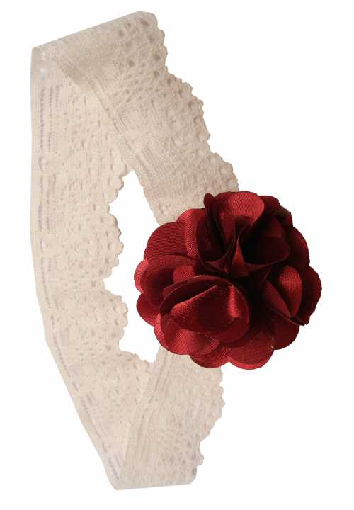 Maroon flower on Ivory Lace hair bands for girls
