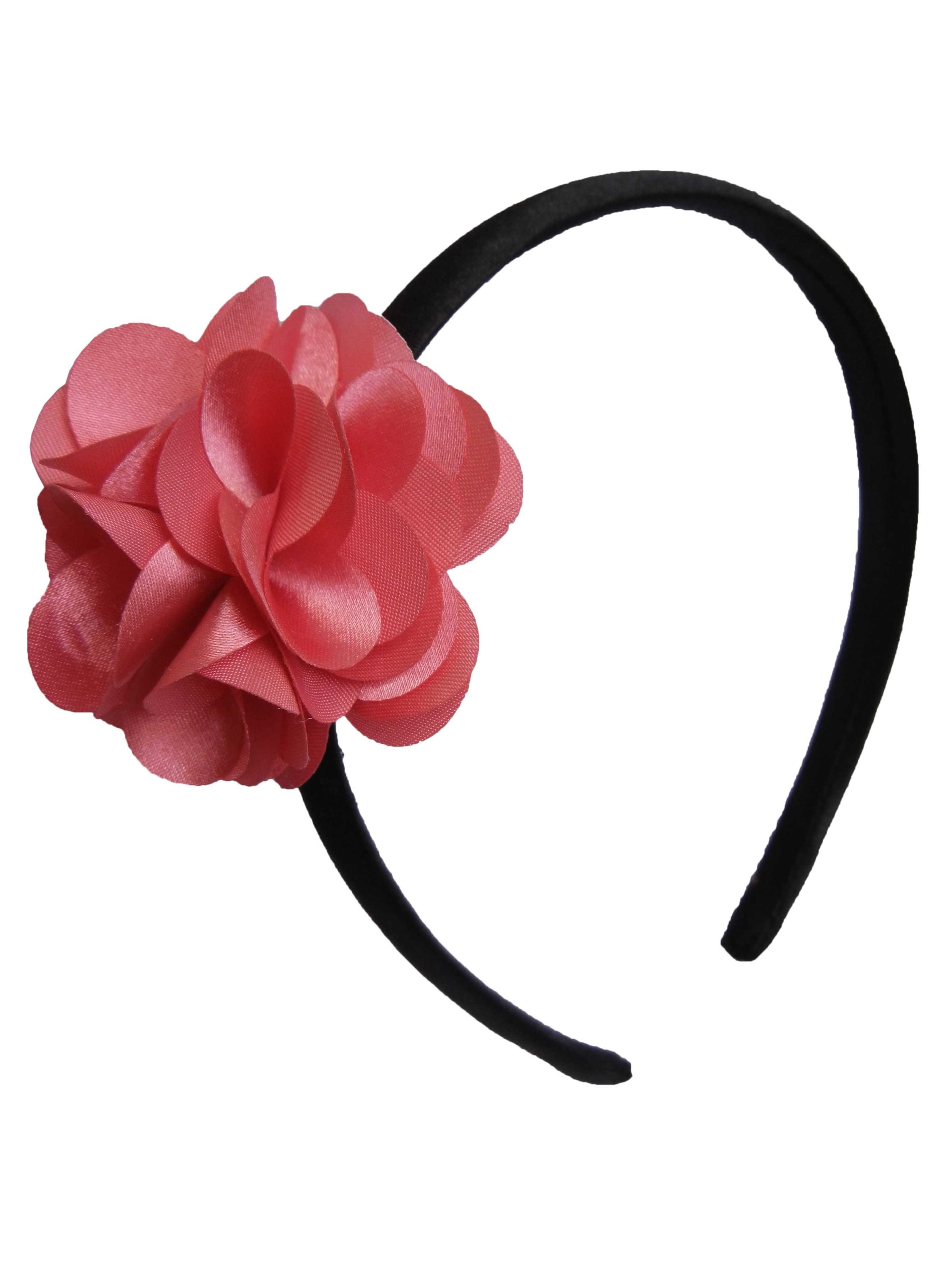 Onpink flower on Black Satin hair bands for girls