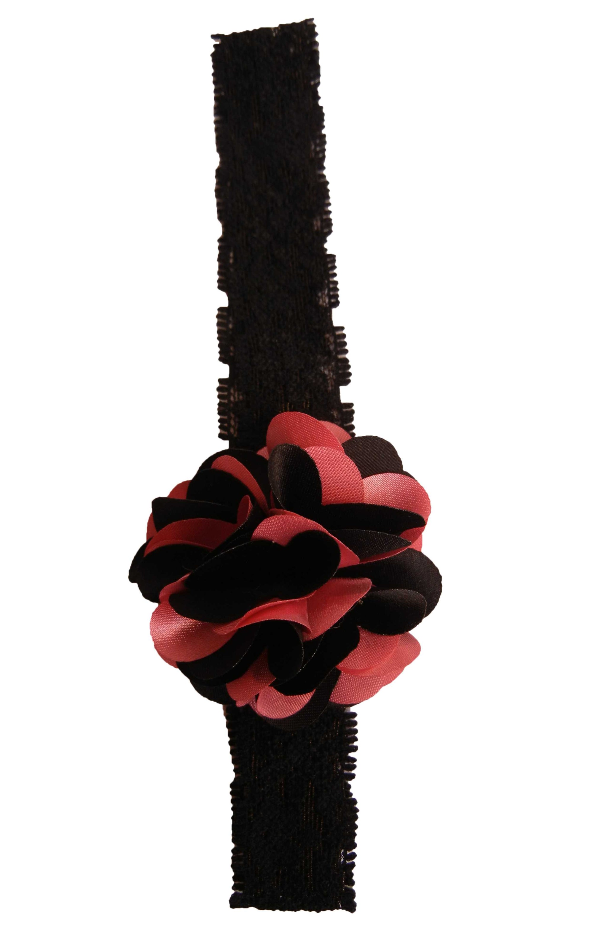 Onpink & Blk flower on Black Lace Hair Band for Kids