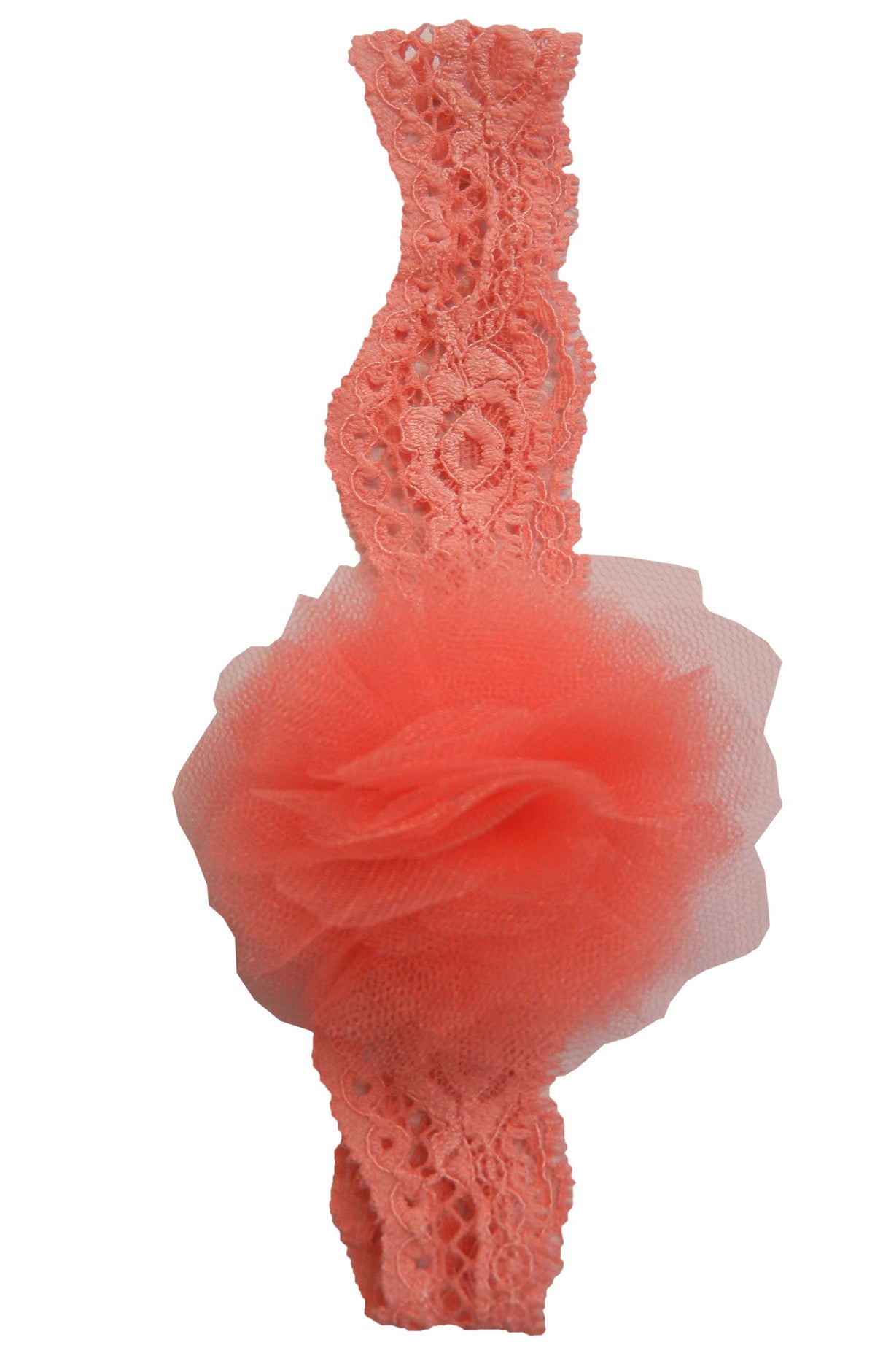 Coral Net flower on  Coral Lace Hair Band for Kids