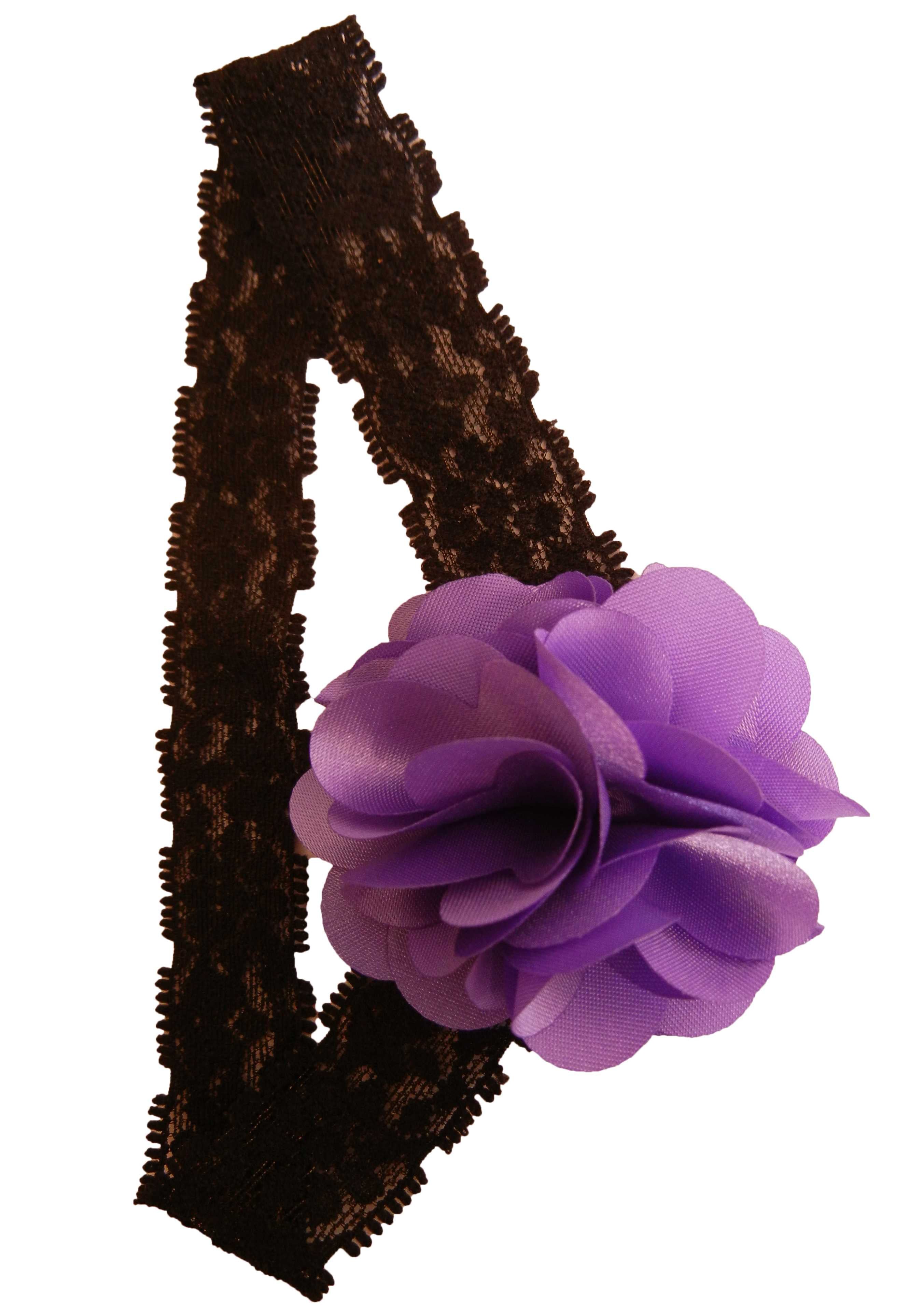 Purple flower on Blk Lace hair bands for girls