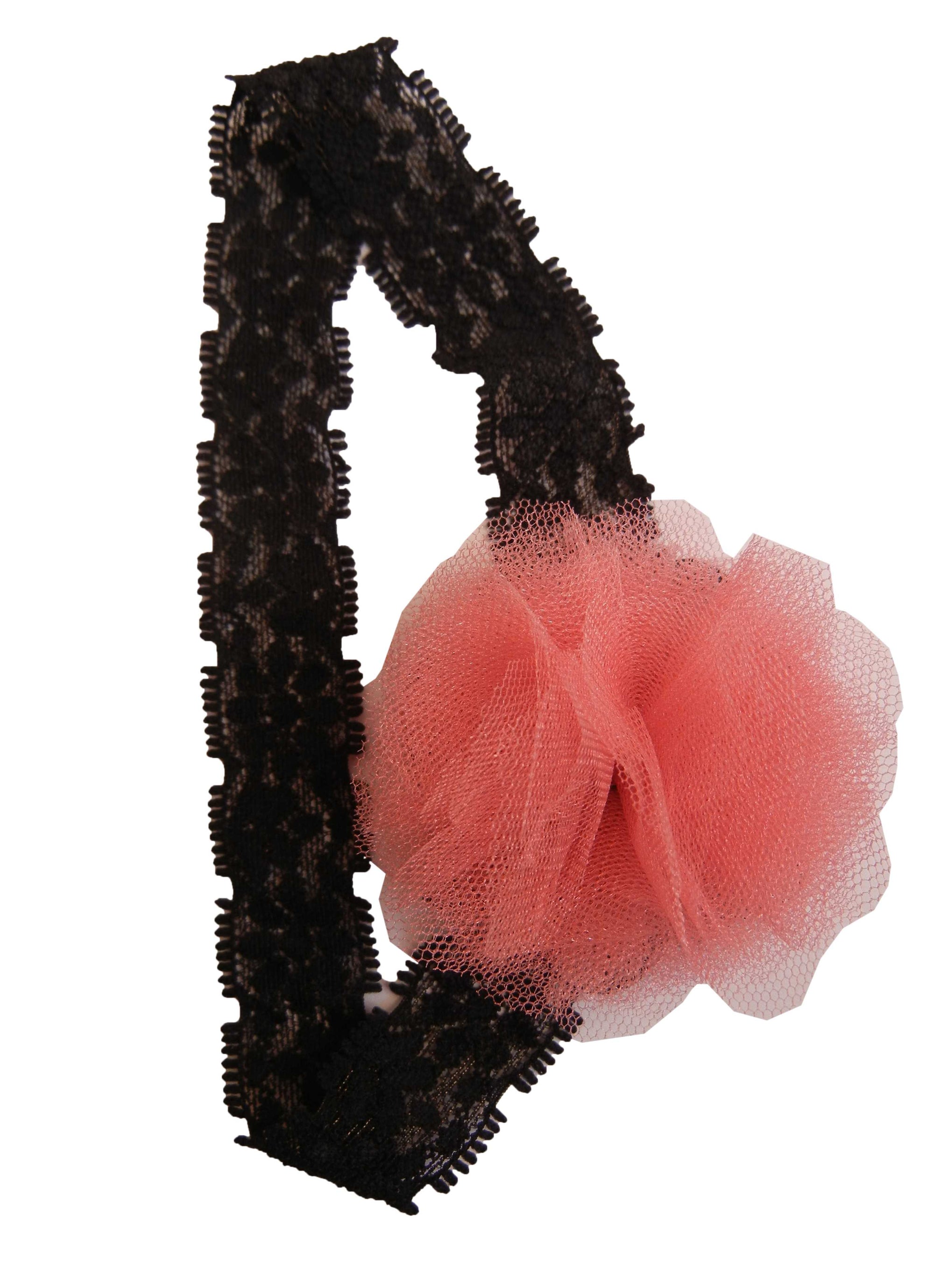 Onpink Net flower on Blk Lace hair bands for girls