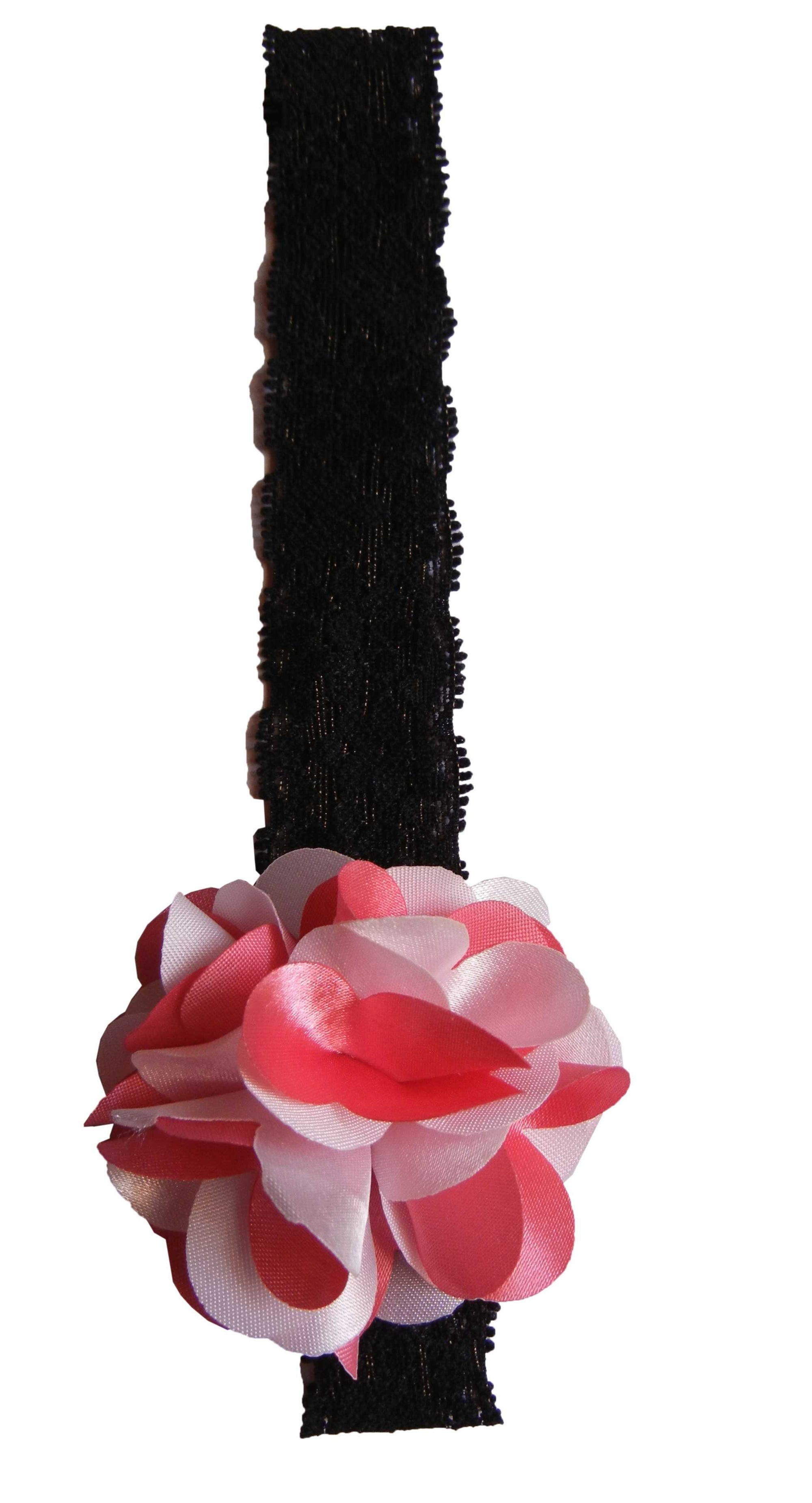 Onpink&pink flower on Blk Lace hair bands for girls