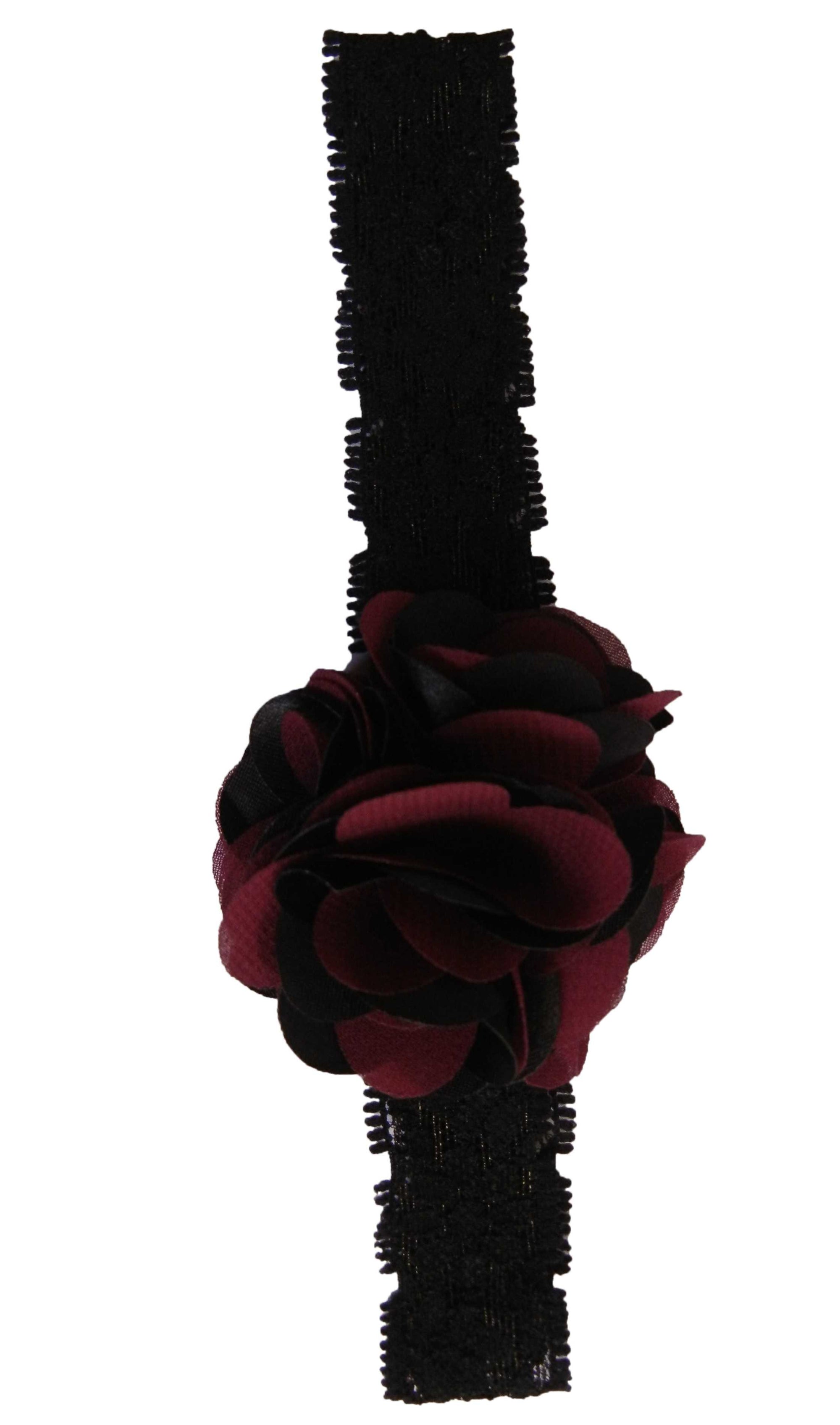 Burgundy & Blk flwr on  Blk Lace hair bands for girls